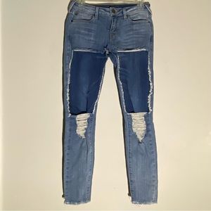True Religion Halle Mid Rise Super Skinny Distressed Jeans